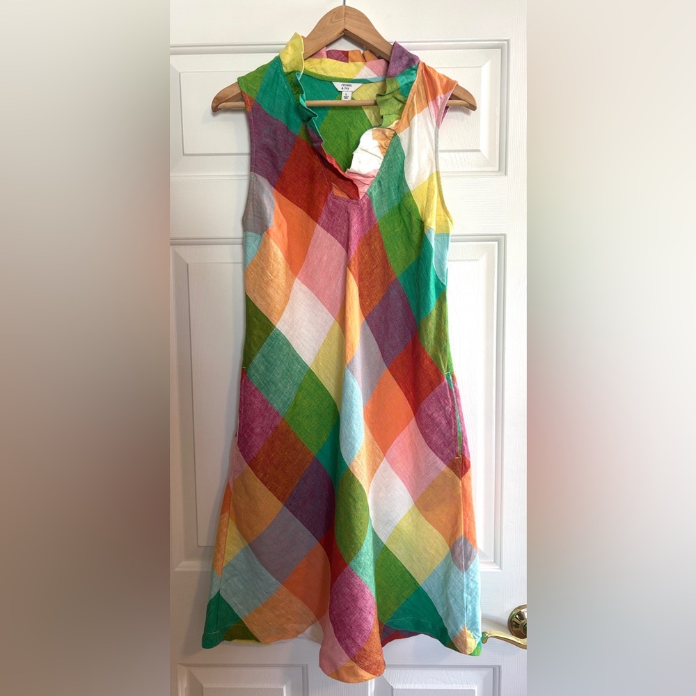 Crown & Ivy Multicolor Linen Plaid Dress